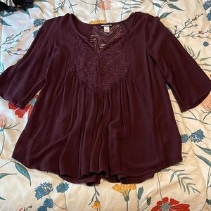 Dark Plum 3/4 sleeve Shirt